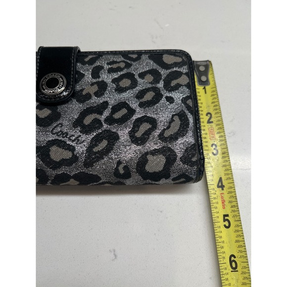 Coach Leopard Print Wallet Coated Canvas Accordion Zip Around Flap - Picture 5 of 14